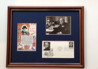 First day cover-envelope stamp and photos of Winston Churchill
