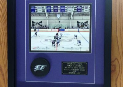 Shadow Box framed hockey photo and puck memorabilia