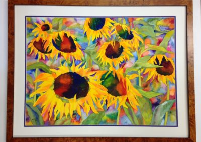 watercolor painting of sunflowers